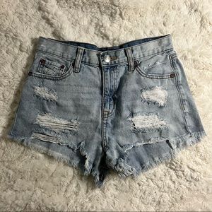 BLUE RIPPED JEAN SHORTS FROM AEROPOSTALE